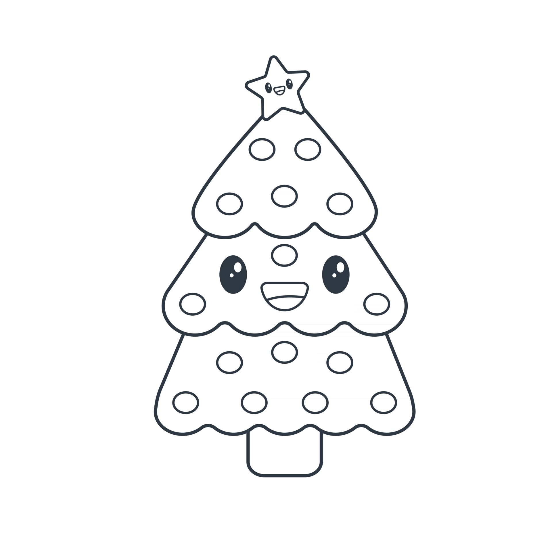 desenhando bela árvore de natal kawaii sorrindo 2404429 Vetor no